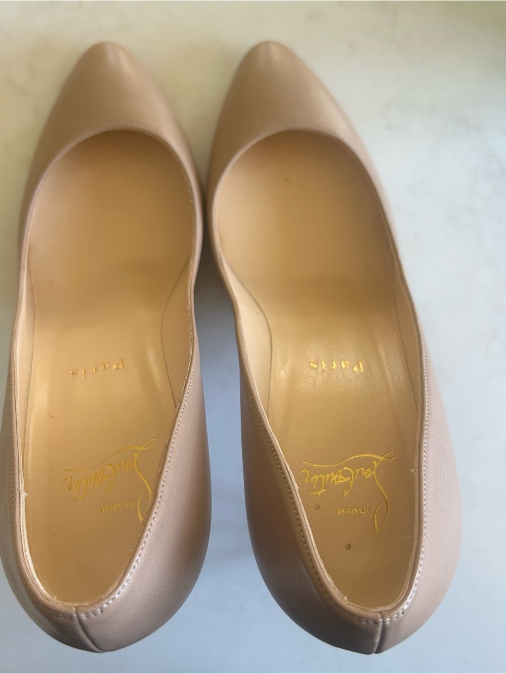 Christian Louboutin Pigalle Follies 85, Nude Nappa/Matte Leather size 38